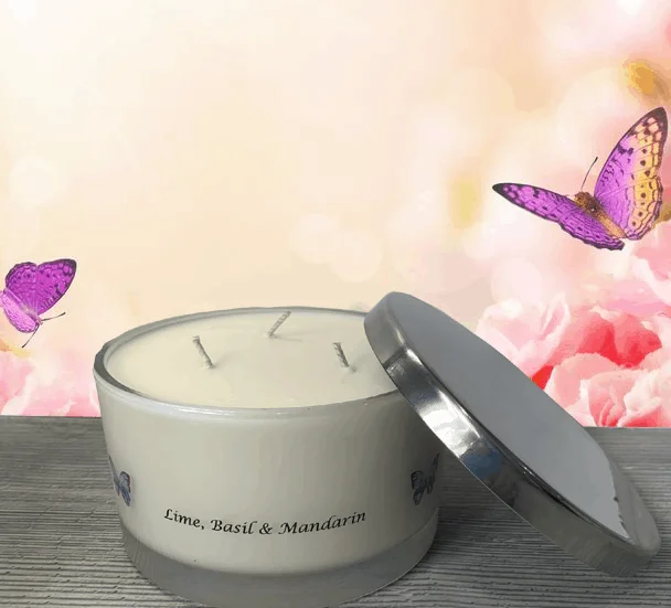 lime, basil & mandarin 3 wick scented candle