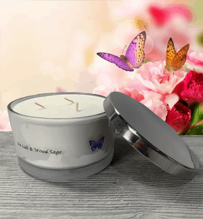 sea salt & wood sage 3 wick scented candle