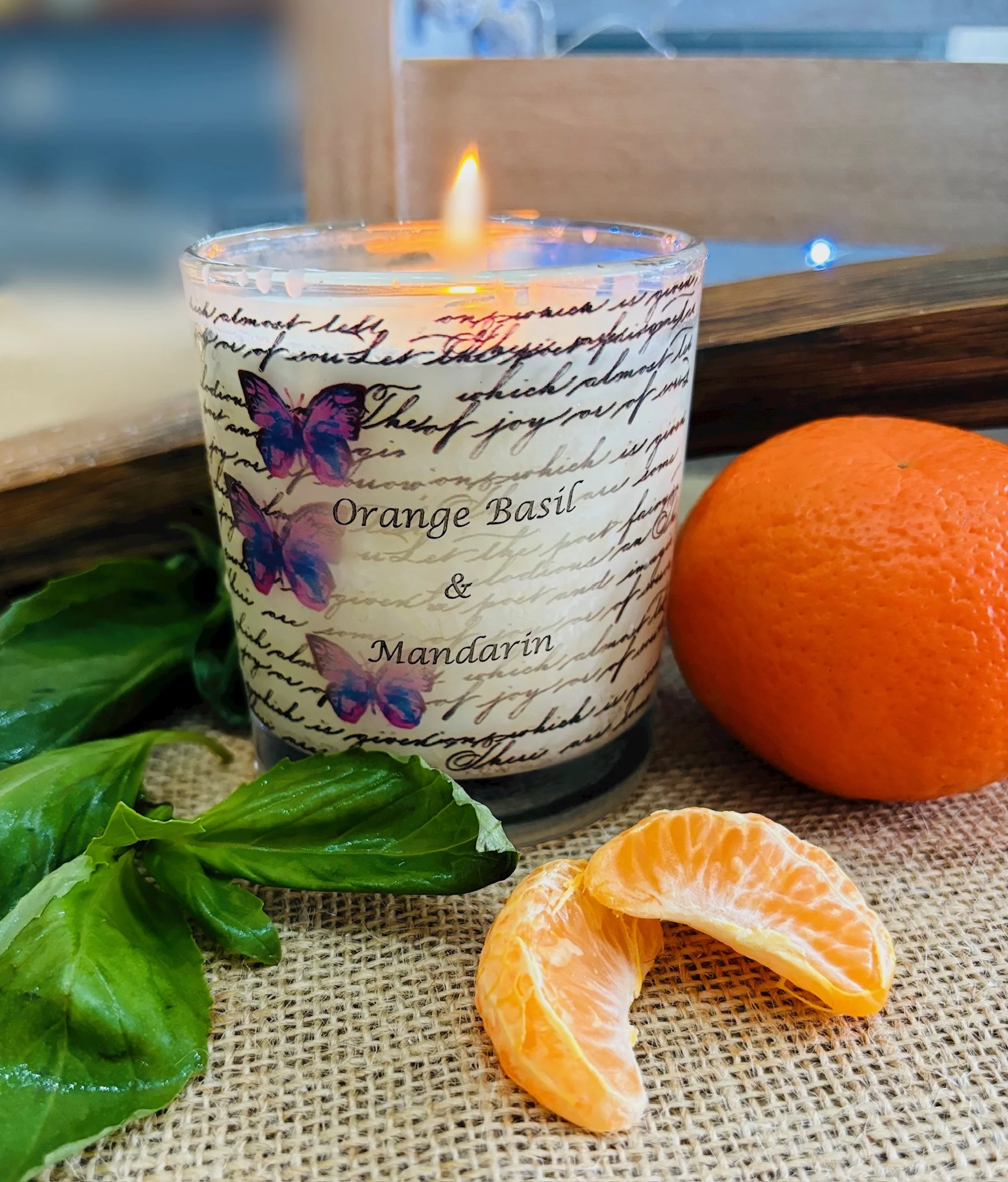 orange basil & mandarin scented candle